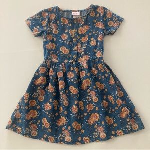 Little Lass Girls 7 Floral Chambray Dress